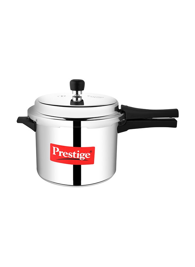 Popular Aluminium Pressure Cooker with Thick Alpha Base and Sturdy Handles Silver 5Liters