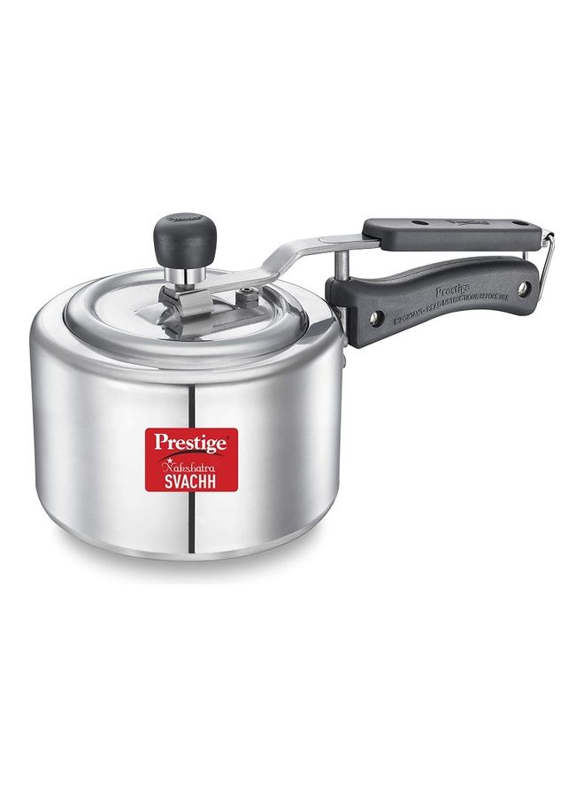 Aluminium Naksh Svachh Polished Sturdy Handles Cool Touch Weight Induction Compatible Pressure Cooker Silver 1.5Liters