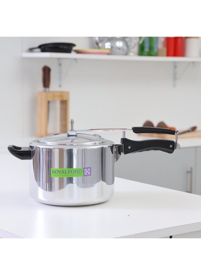 Royalford Aluminium Pressure Cooker -  Durable Virgin Aluminium Silver 5.0Liters