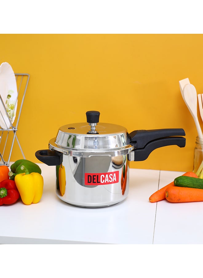 Stainless Steel Dishwasher Safe Pressure Cooker Silver 5Liters