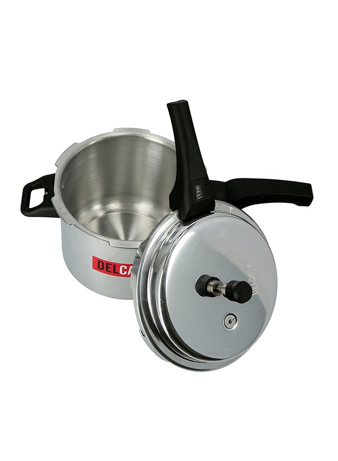 2-Piece Aluminium Pressure Cooker With Lid 5 Ltr And Pressure Pan Without Lid 3 Ltr Heat Resistant Side Handles 5.0Liters