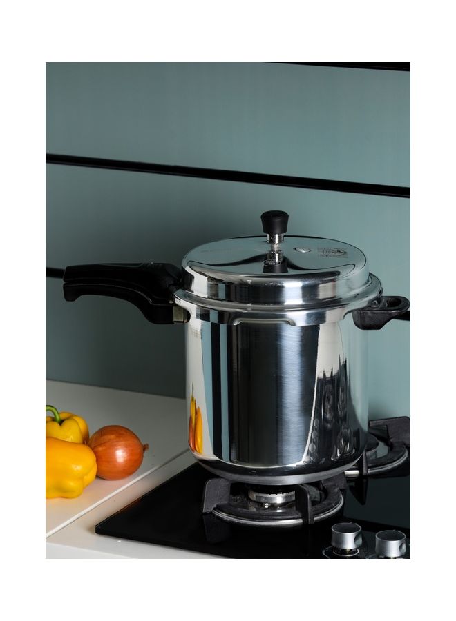 Aluminum Induction Base Pressure Cooker Equipped with Improved Pressure Regulator and Controlled GRS Durable Construction with Firm Handles Compatible with Induction 12Liters