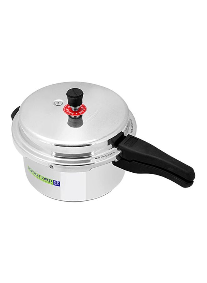 3L+5L Combo Aluminium Pressure Cooker Induction Compatible Uniform Heating 47.5X24X19Cm Silver With Black Handle Silver 5.0Liters