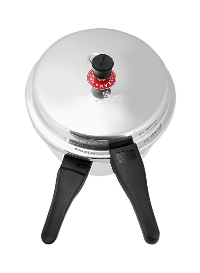 3L+5L Combo Aluminium Pressure Cooker Induction Compatible Uniform Heating 47.5X24X19Cm Silver With Black Handle Silver 5.0Liters