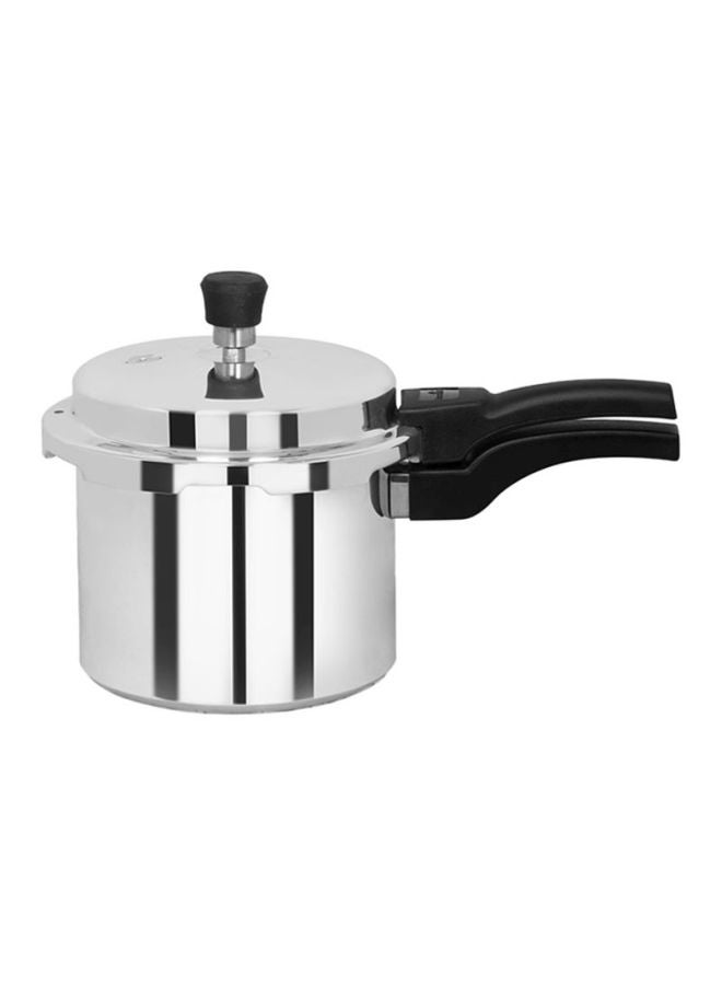 3L+5L Combo Aluminium Pressure Cooker Induction Compatible Uniform Heating 47.5X24X19Cm Silver With Black Handle Silver 5.0Liters