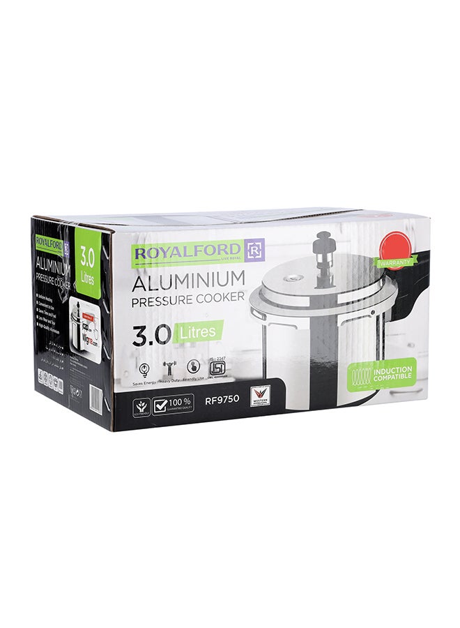 3L Aluminium Pressure Cooker Heavy Duty Induction Compaitable Uniform Heating Convenient To Use High Quality Aluminium Silver