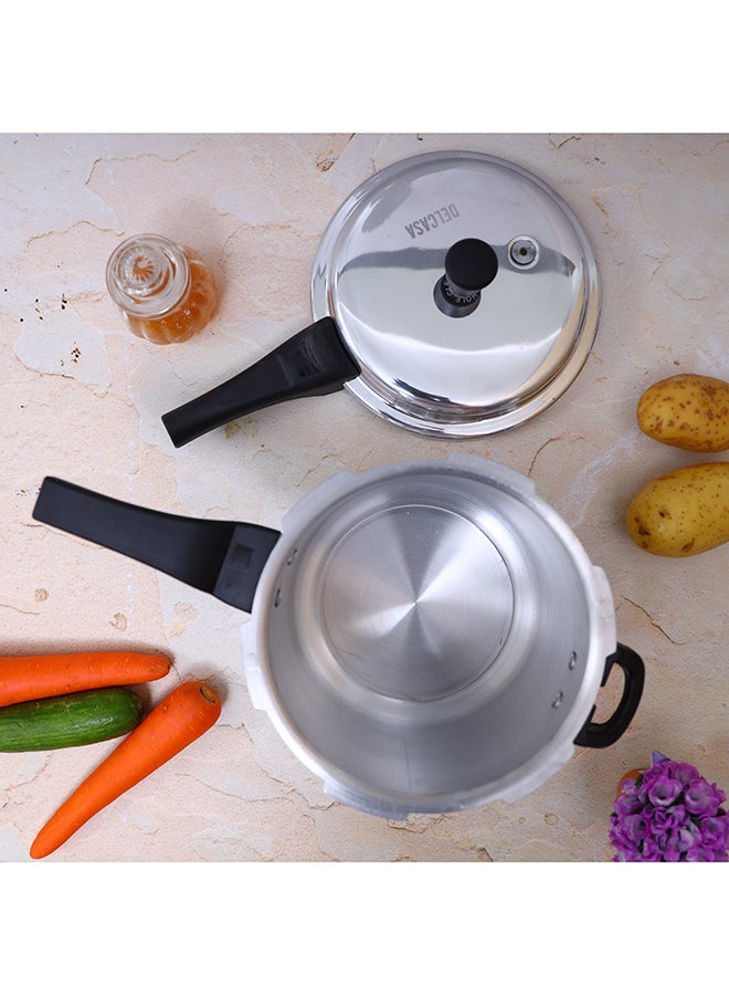 Aluminium 5Liter Lightweight And Durable Fast And Energy Efficient Cooking Pressure Cooker With Out Lid Silver 5Liters