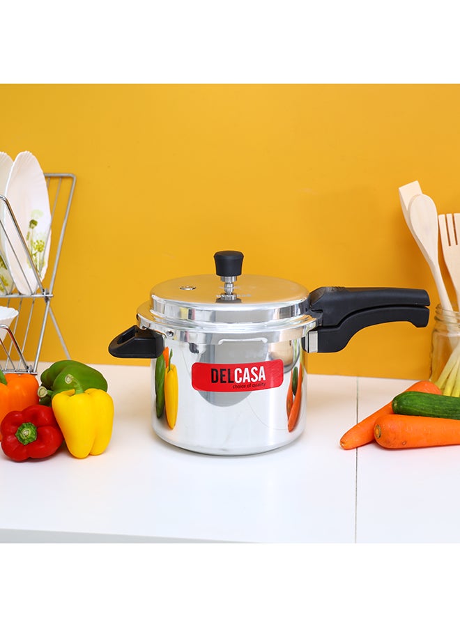 Aluminium 5Liter Lightweight And Durable Fast And Energy Efficient Cooking Pressure Cooker With Out Lid Silver 5Liters