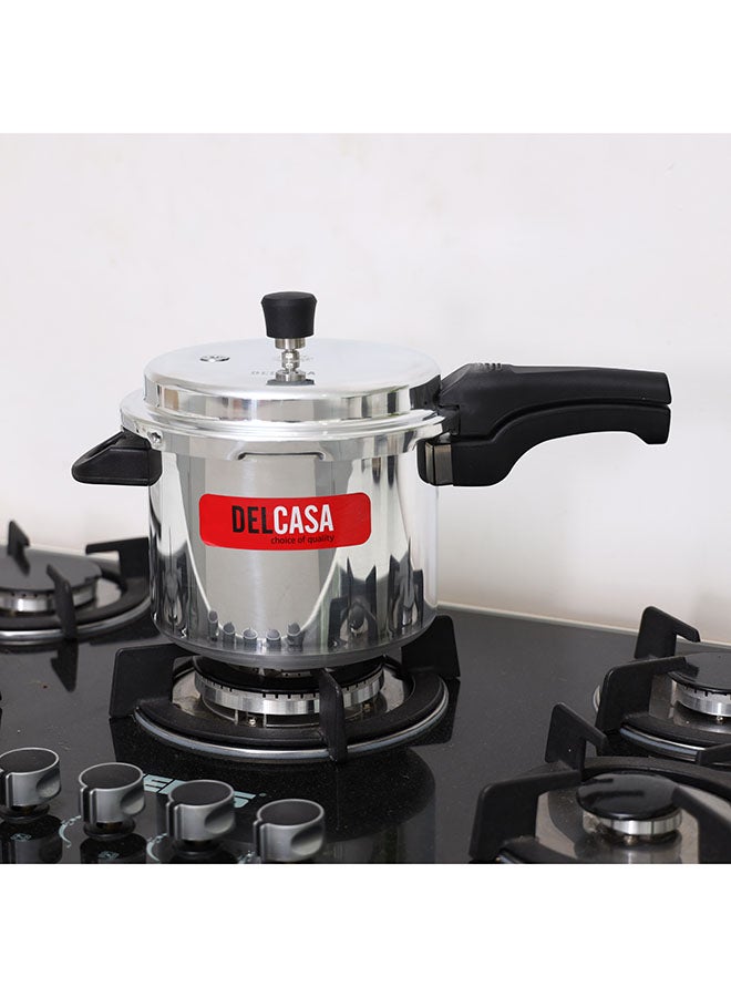 Aluminium 5Liter Lightweight And Durable Fast And Energy Efficient Cooking Pressure Cooker With Out Lid Silver 5Liters
