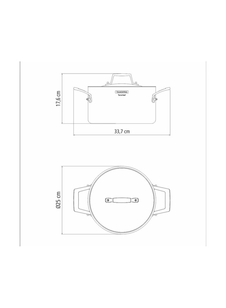 Tramontina Grano 24cm Deep Stainless Steel Casserole Dish – Tri-Ply Body with Lid & Handles, 5.8L – Induction Compatible – Made in Brazil 62144240