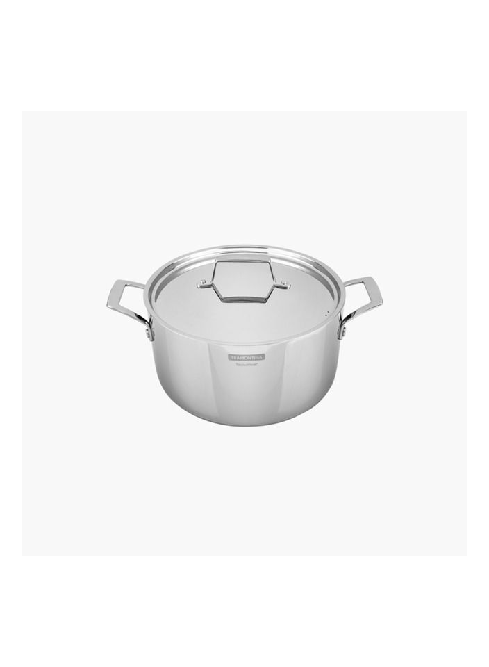 Tramontina Grano 24cm Deep Stainless Steel Casserole Dish – Tri-Ply Body with Lid & Handles, 5.8L – Induction Compatible – Made in Brazil 62144240