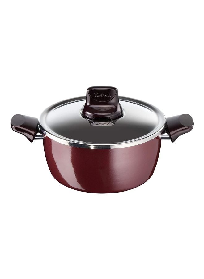 Pleasure Stew Pot With Lid Aluminum Non-Stick Red/Silver/Black 26cm
