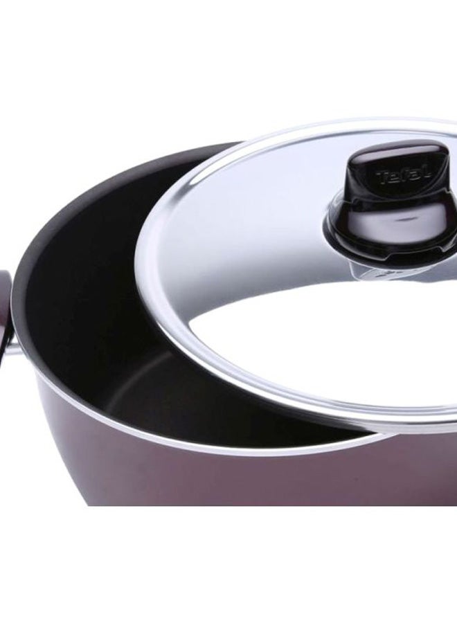 Pleasure Stew Pot With Lid Aluminum Non-Stick Red/Silver/Black 26cm