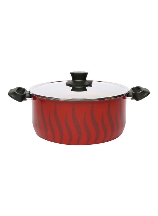 Tempo Flame 30Cm Casserole Stew Pot With Lid, Aluminum Non-Stick Red/Black/Silver 30cm