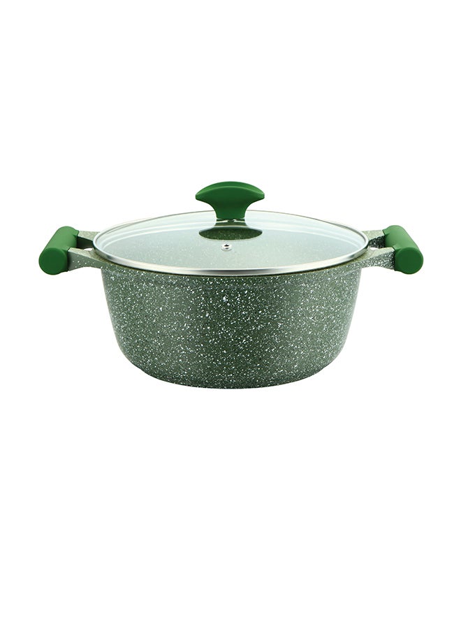 Granite Non-Stick Aluminium Sauce Pan With Lid Green/Clear 34cm