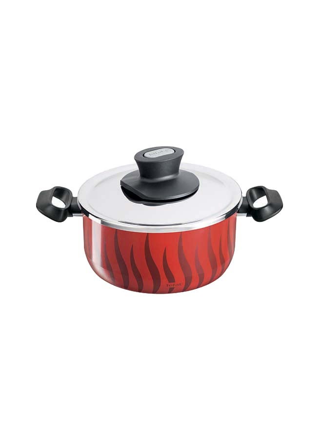 Tempo Flame Non-Stick Casserole With Lid Aluminium Red 20cm