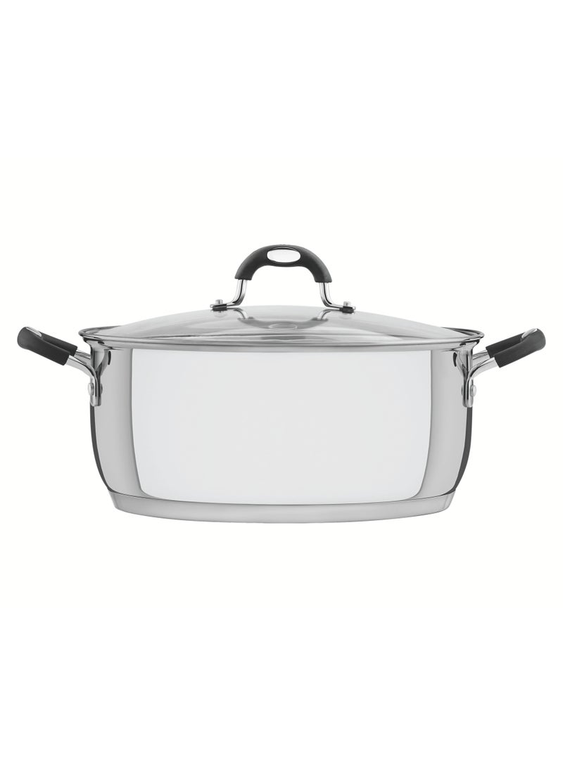 Solar Silicon 30cm 8.9L Shallow Stainless Steel Casserole with Tri-ply Bottom