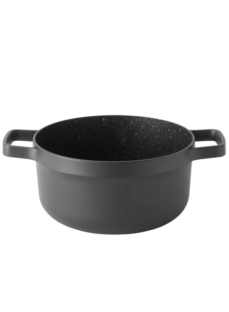 Berghoff Gem Aluminium Casserole With Lid Suitable for all hobs, including induction Black/Clear 20centimeter 2.8 ltr