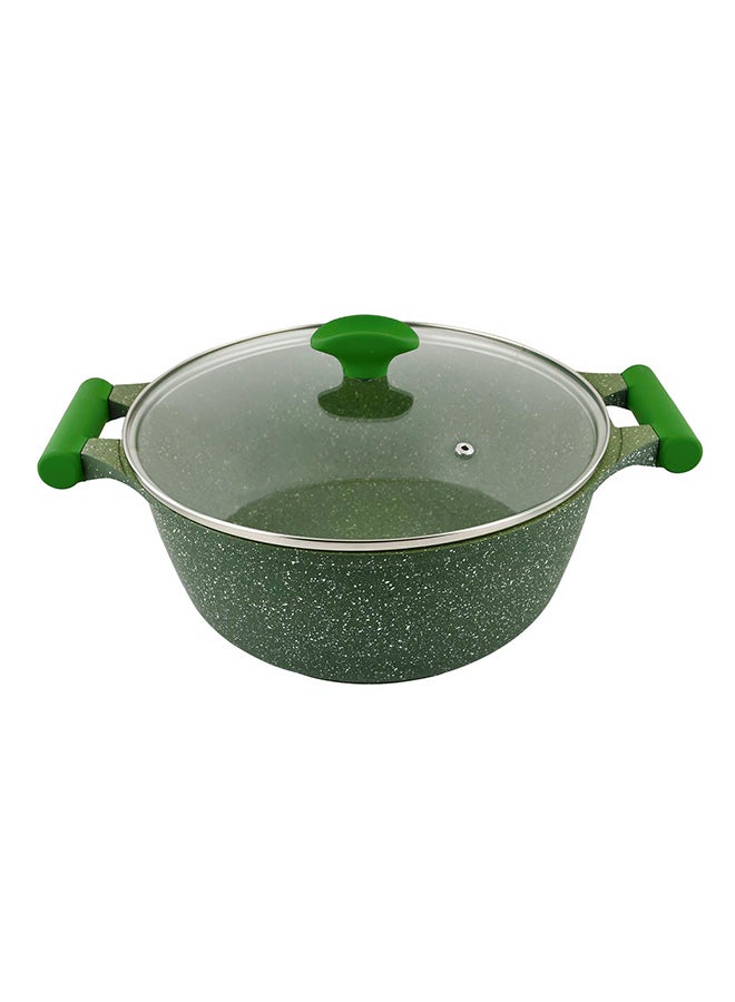 Granite Non-Stick Aluminium Sauce Pan With Lid Green 28cm