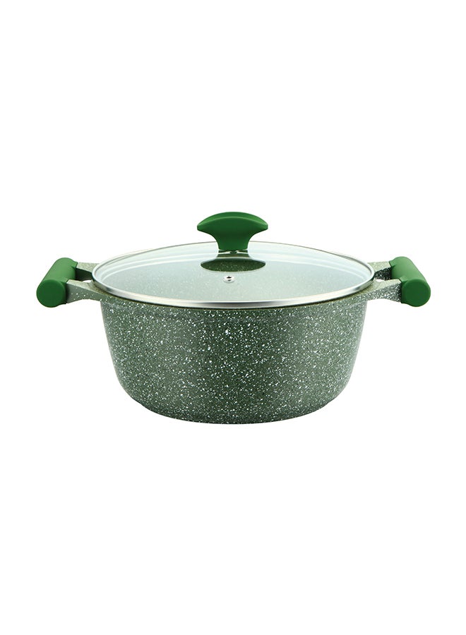 Granite Non-Stick Aluminium Sauce Pan With Lid Green 24cm