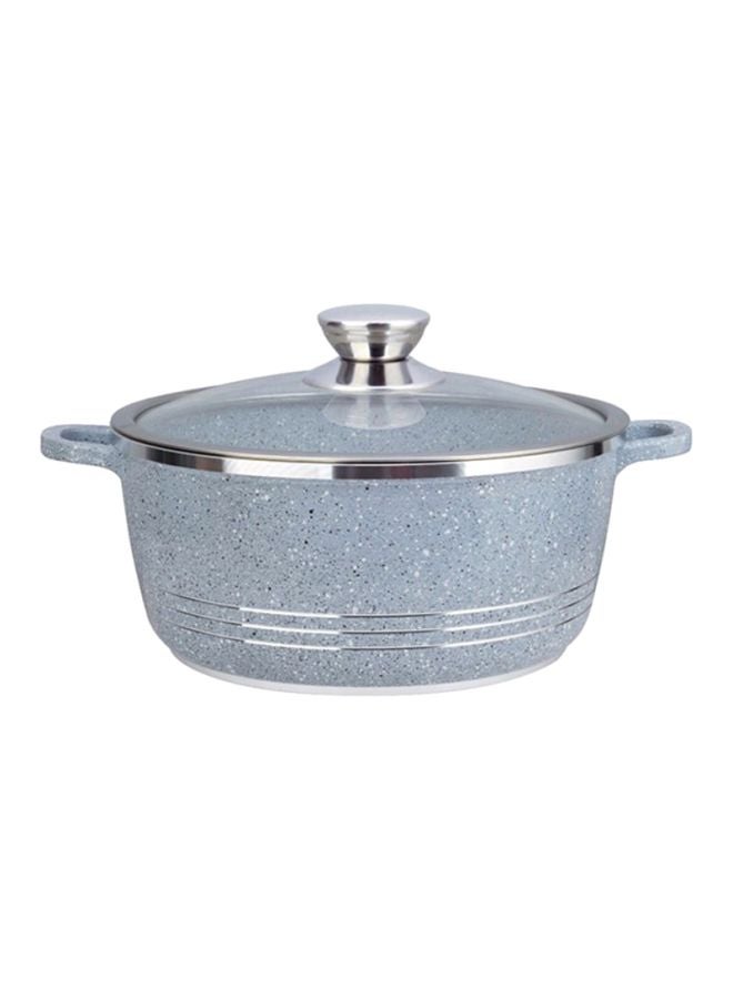 Versatile Efficient Non-Stick  Casserole Pot Bowl Deep Fry Pan Cookware Tool Grey/Clear/Silver 32cm