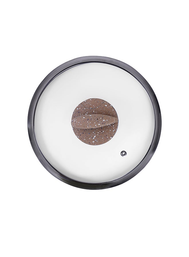 Sturdy And Durable Unique Designed Easy To Handle 5 Layer Construction Non-Stick Coating Granite Smart Casserole With Lid Brown 28cm