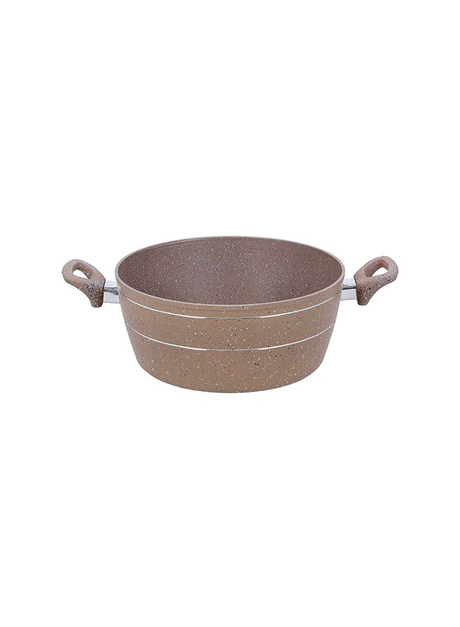Sturdy And Durable Unique Designed Easy To Handle 5 Layer Construction Non-Stick Coating Granite Smart Casserole With Lid Brown 28cm