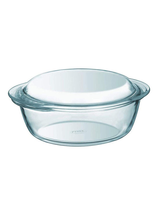 Glass Round Casserole With Lid Lt3.2 Cm26Xh10 House And Kitchen Clear 26*10cm