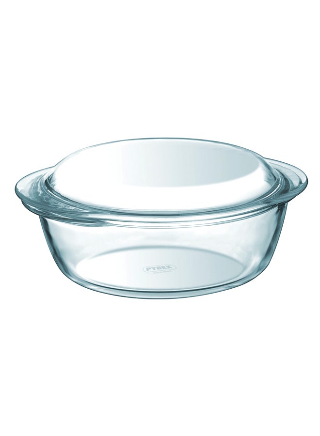 Essentials Round Casserole With Lid Clear 1.3Liters