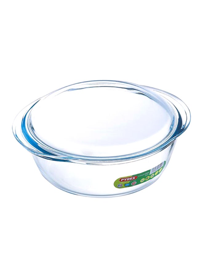 Essentials Round Casserole With Lid Clear 3.2Liters