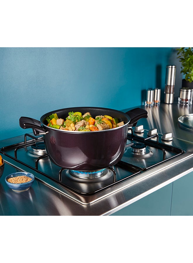 Non-Stick G6 Resist Aluminium Intense Stewpot With Ss Lid Intense Purple 24cm