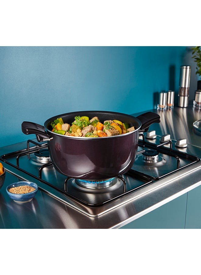 Non-Stick G6 Aluminium Resist Intense Stewpot With Ss Lid Purple 22cm