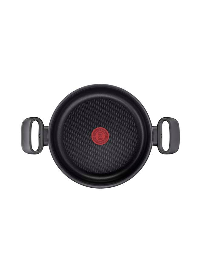 TEFAL Cooking Pot | Tempo Flame 24 cm Non Stick Casserole With Lid | Red | Aluminium | 2 Years Warranty | C3044685 Red with black flames 24cm