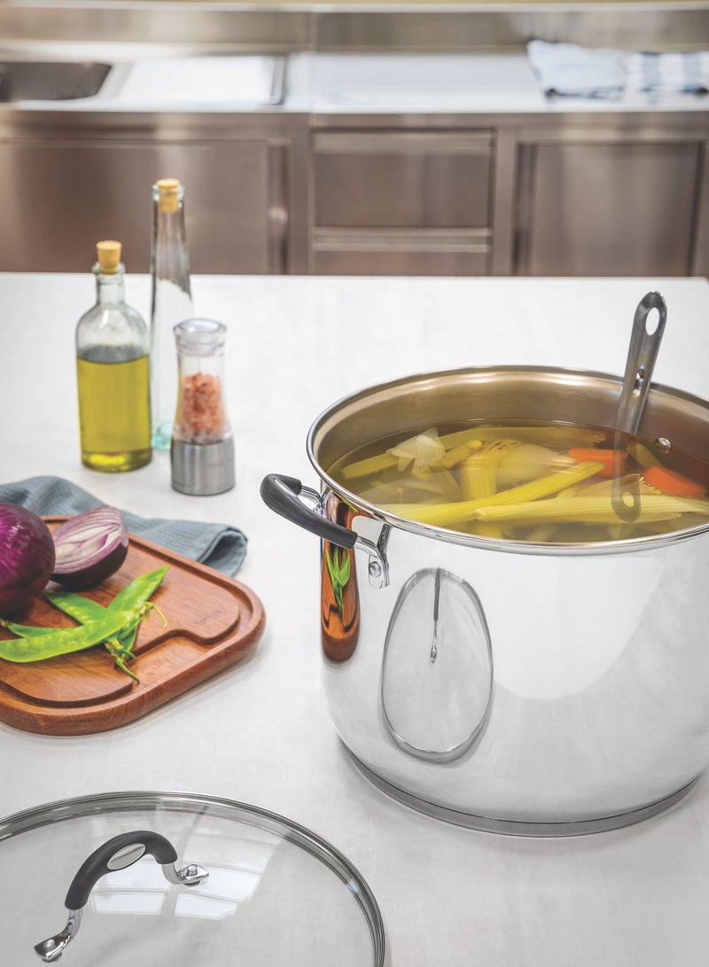 Since 1911,Made in Brazil- Solar Silicon 30cm 15.2L Stainless Steel Stock Pot with Tri Ply Bottom,