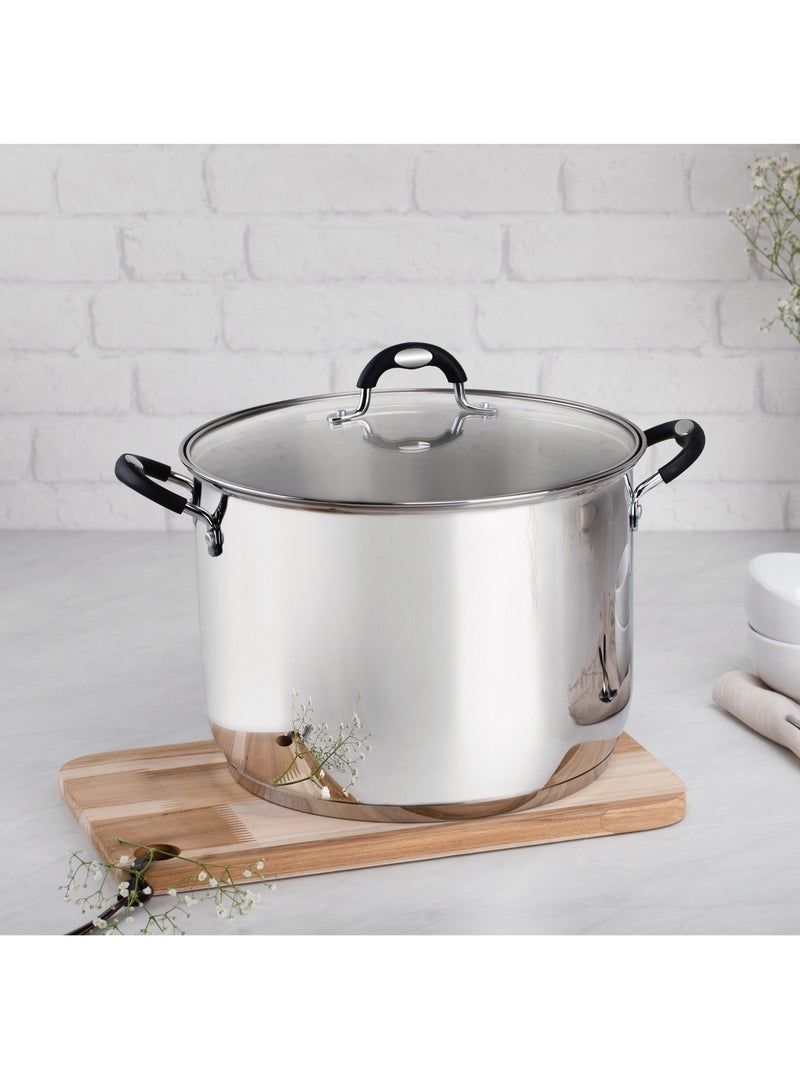Since 1911,Made in Brazil- Solar Silicon 30cm 15.2L Stainless Steel Stock Pot with Tri Ply Bottom,
