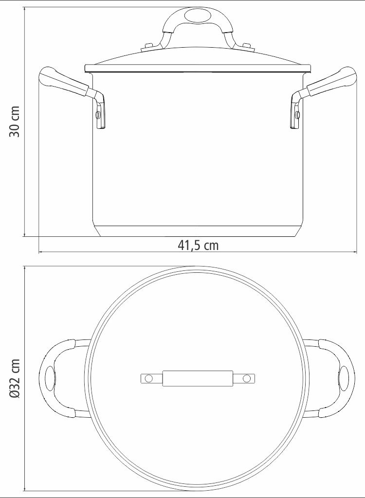 Since 1911,Made in Brazil- Solar Silicon 30cm 15.2L Stainless Steel Stock Pot with Tri Ply Bottom,