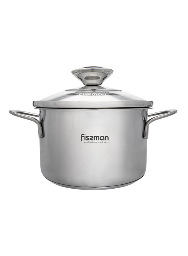 Stainless Steel Saucepot with Glass Lid Silver 12x7.5cm