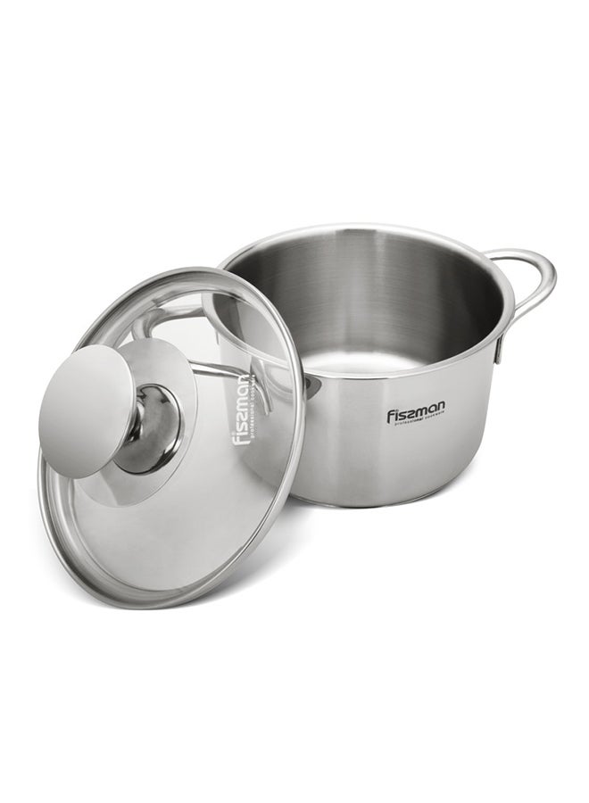 Stainless Steel Saucepot with Glass Lid Silver 12x7.5cm