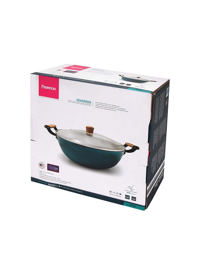 Seagreen Series Enamelled Lightweight Non-stick Coating Stockpot With Glass And Induction Bottom 8ltr