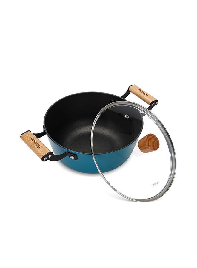 Seagreen Series Enamelled Lightweight Non-stick Coating Stockpot With Glass And Induction Bottom 8ltr