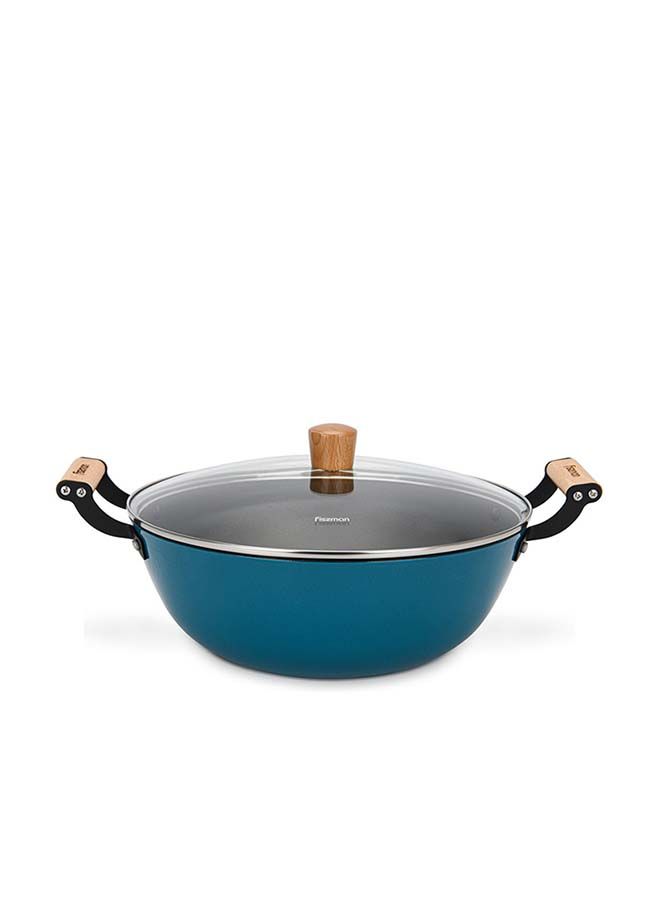 Seagreen Series Enamelled Lightweight Non-stick Coating Stockpot With Glass And Induction Bottom 8ltr