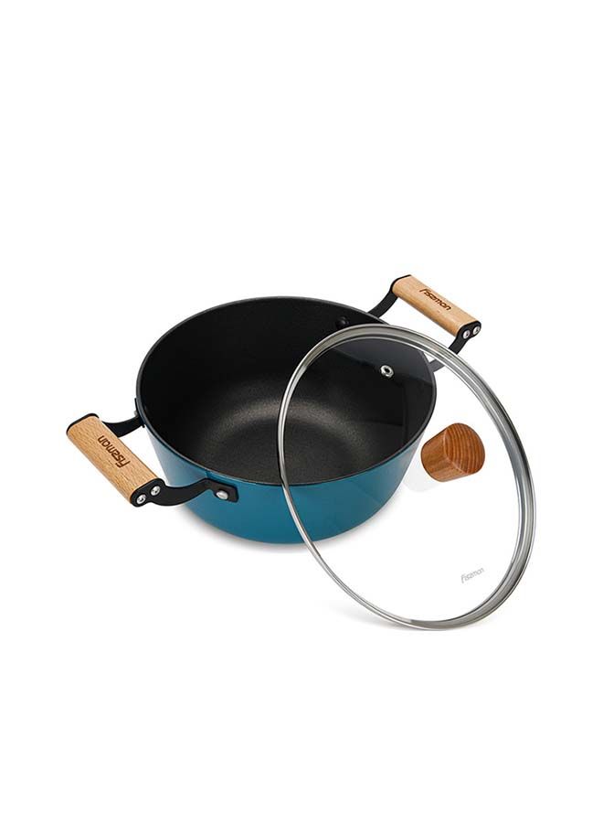 Enamelled Lightweight Non-stick Coating Stockpot With Glass 6ltr