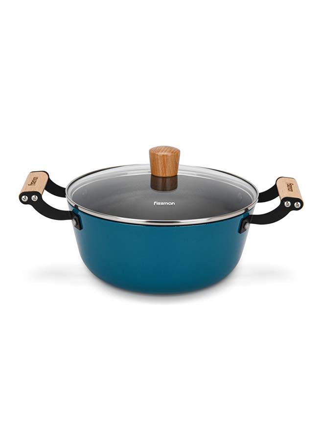 Seagreen Series Enamelled Lightweight Cast Iron Non-stick Coated Stockpot With Glass Lid 24x11cm/4ltr