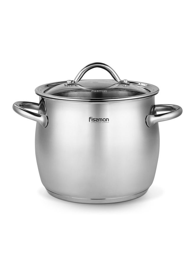 Stockpot With Glass Lid 18/10 (INOX304) Stainless Steel With Induction Bottom Silver 22x18.7cm/7.7Liters