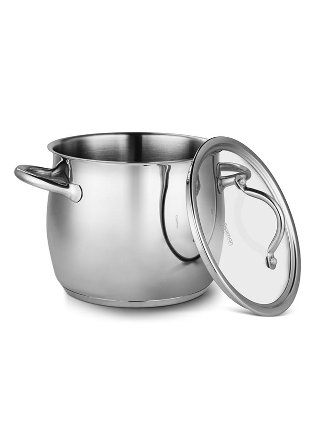 Stockpot With Glass Lid 18/10 (INOX304) Stainless Steel With Induction Bottom Silver 22x18.7cm/7.7Liters