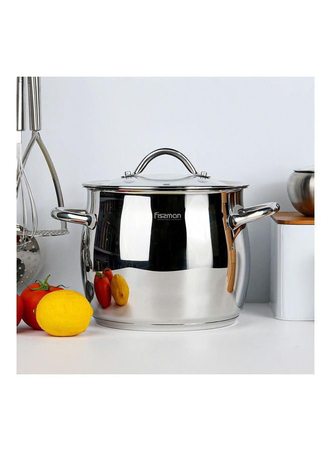 Stainless Steel Stockpot With Glass Lid 5.7L Silver 20x16.8cm