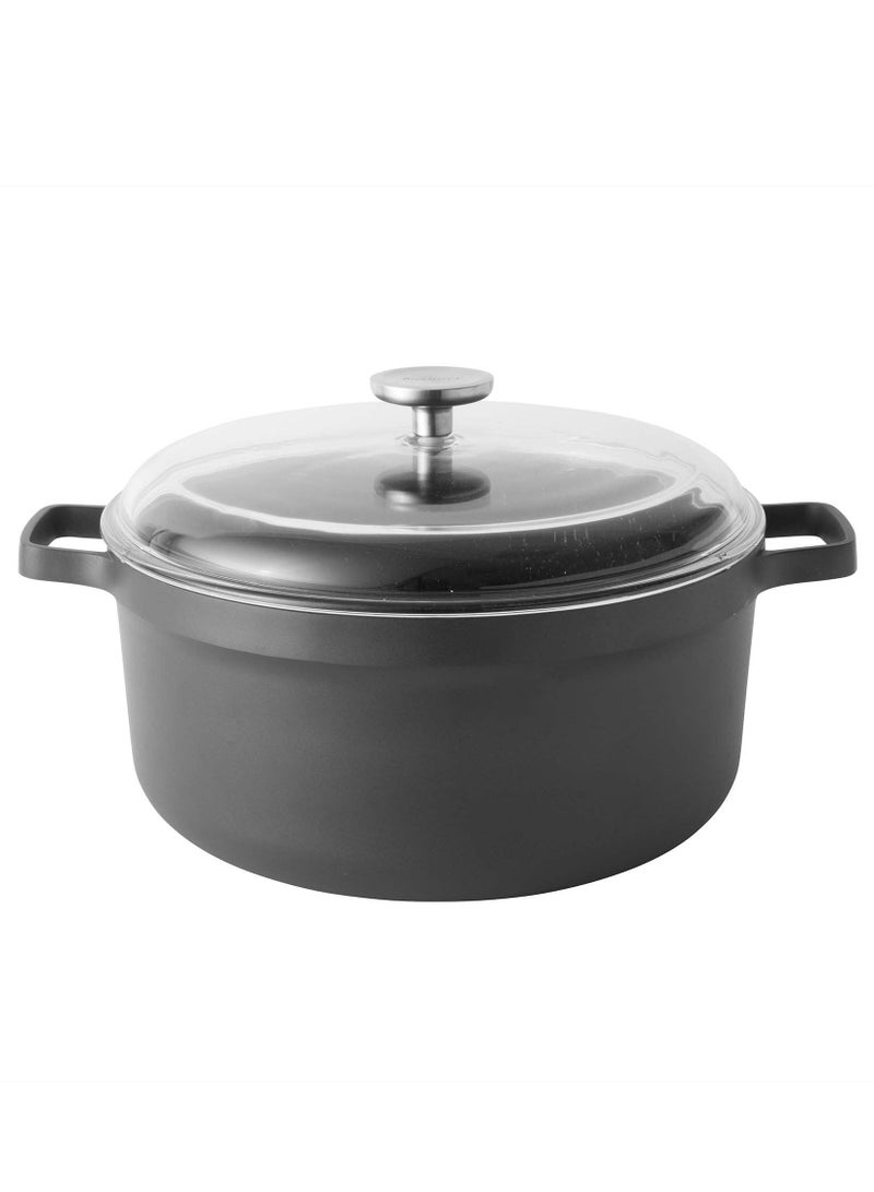 Berghoff Gem Aluminium StockPot With Lid Suitable for all hobs, including induction Black/Clear 28centimeter 7.3 ltr