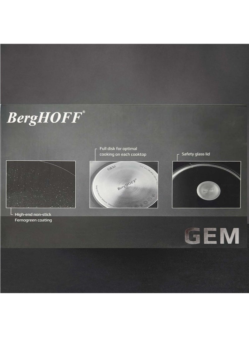 Berghoff Gem Aluminium StockPot With Lid Suitable for all hobs, including induction Black/Clear 28centimeter 7.3 ltr