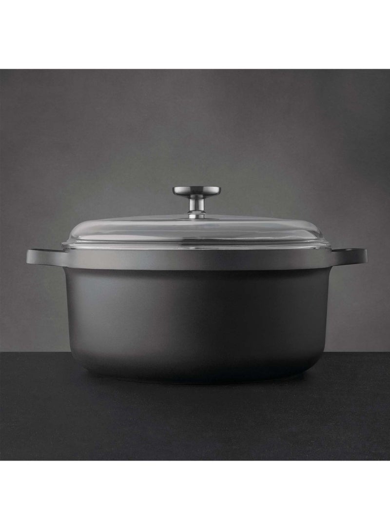 Berghoff Gem Aluminium StockPot With Lid Suitable for all hobs, including induction Black/Clear 28centimeter 7.3 ltr