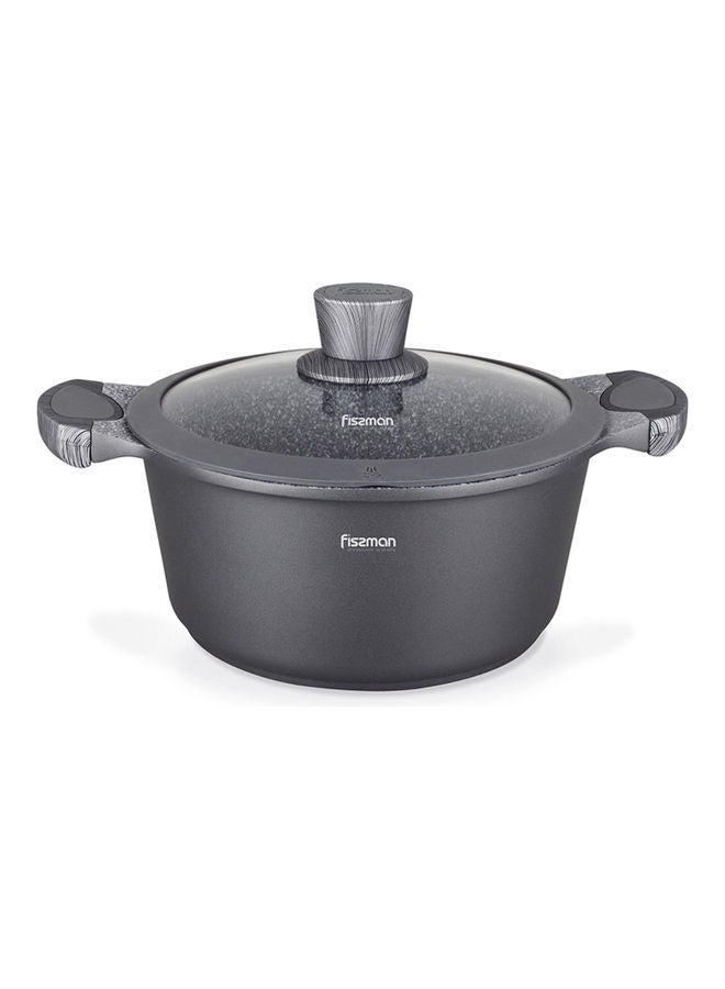 Aluminium With Non-Stick Coating Stock Pot With Glass Lid And Induction Bottom 2.4L Black 20x9.5cm